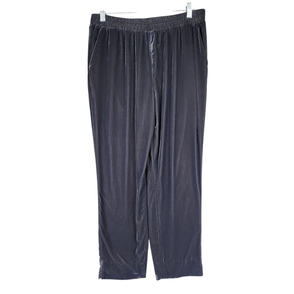 Boden Velour Pull On Pant 10 Women Gray Wide Leg Elastic Waist Casual Loungewear